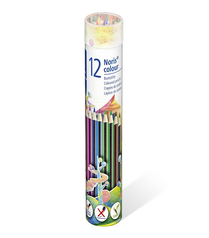 STAEDTLER SET OF 12 PENCIL COLORS IN METAL ROUND TIN