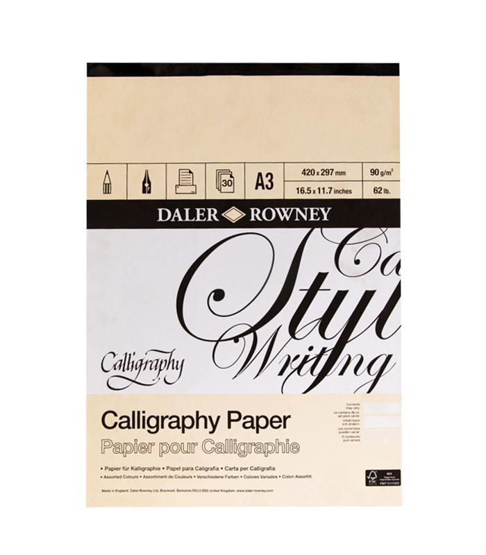 Daler Rowney Calligraphy paper pad in 3 shades A3