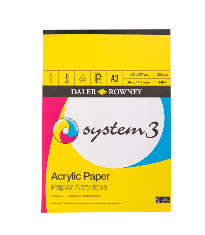 Daler-Rowney System 3 Acrylic Pad 230gsm - 20 sheets - A3