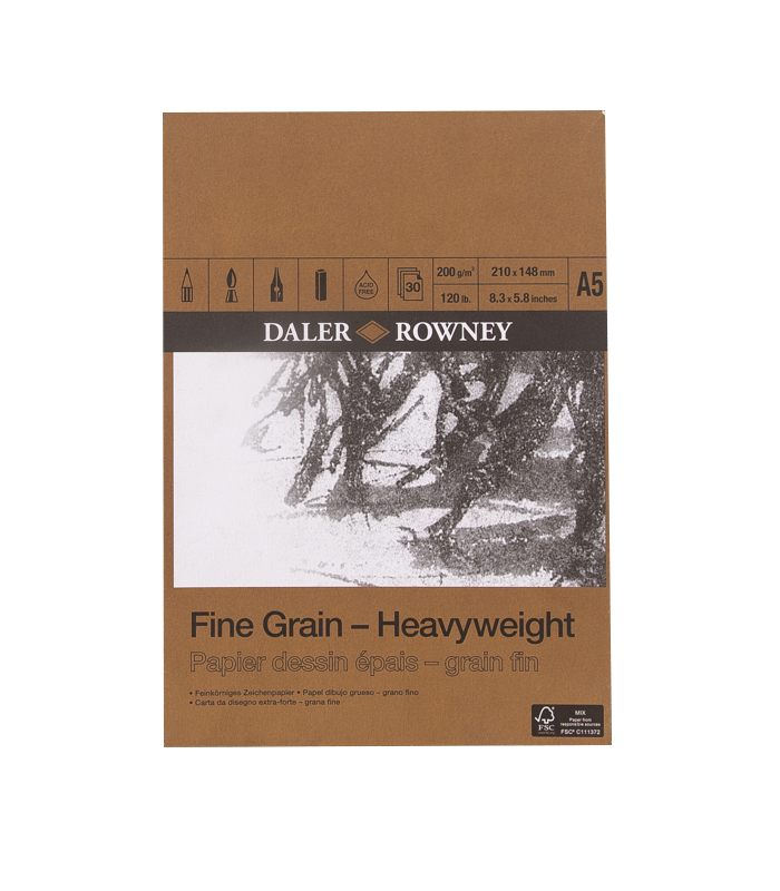 Daler Rowney Fine Grain Heavyweight Gummed Pad A5