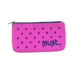 MUST SILICONE PENCIL POUCH FOCUS FLAT STARS AND HEARTS 4 COLORS
