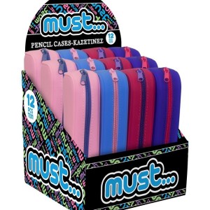 MUST SILICONE PENCIL POUCH 20X5X6 FOCUS 4-COLORS