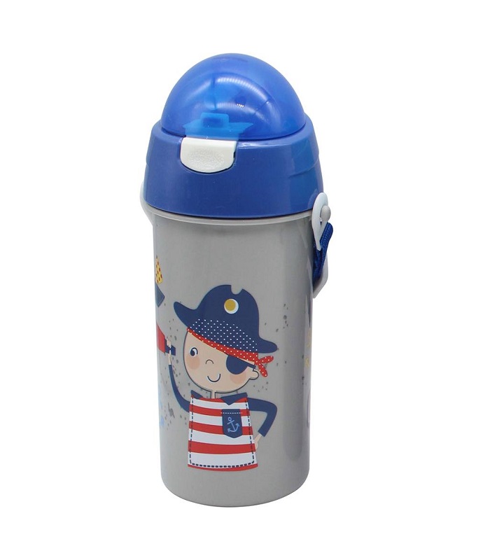 MUST WATER BOTTLE 500ML 4DESIGNS WITH STRAW 9X19CM
