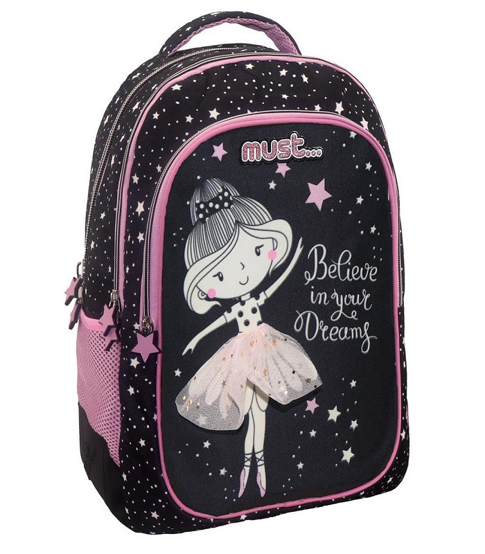 MUST BACK PACK GLOW IN THE DARK 32Χ18Χ43 3CASES BELIEVE IN YOUR DREAMS