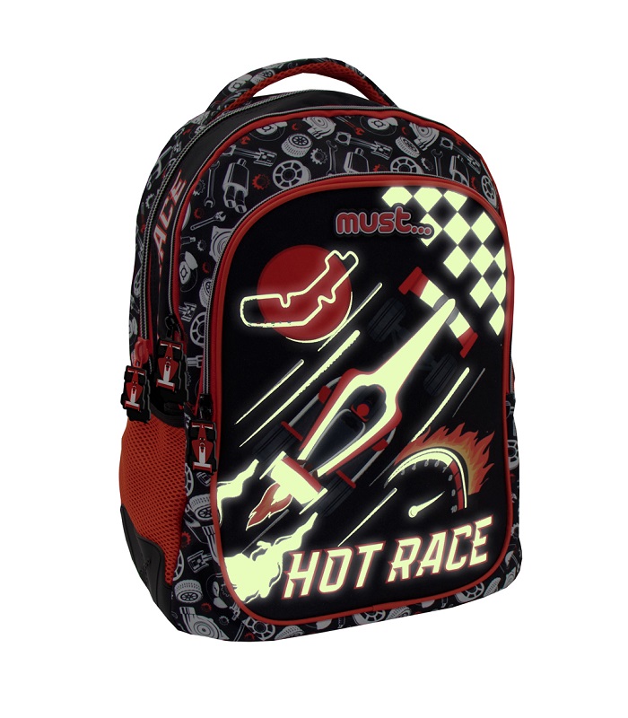MUST BACKPACK HOT RACE GLOW IN THE DARK 3 CASES