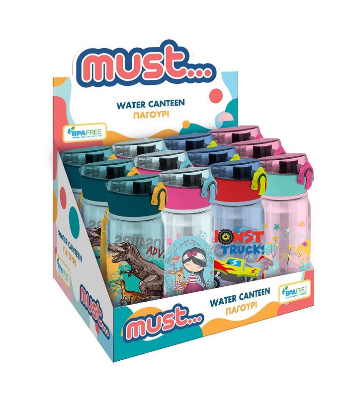 MUST WATER CANTEEN 600ML ( 4-Designs)