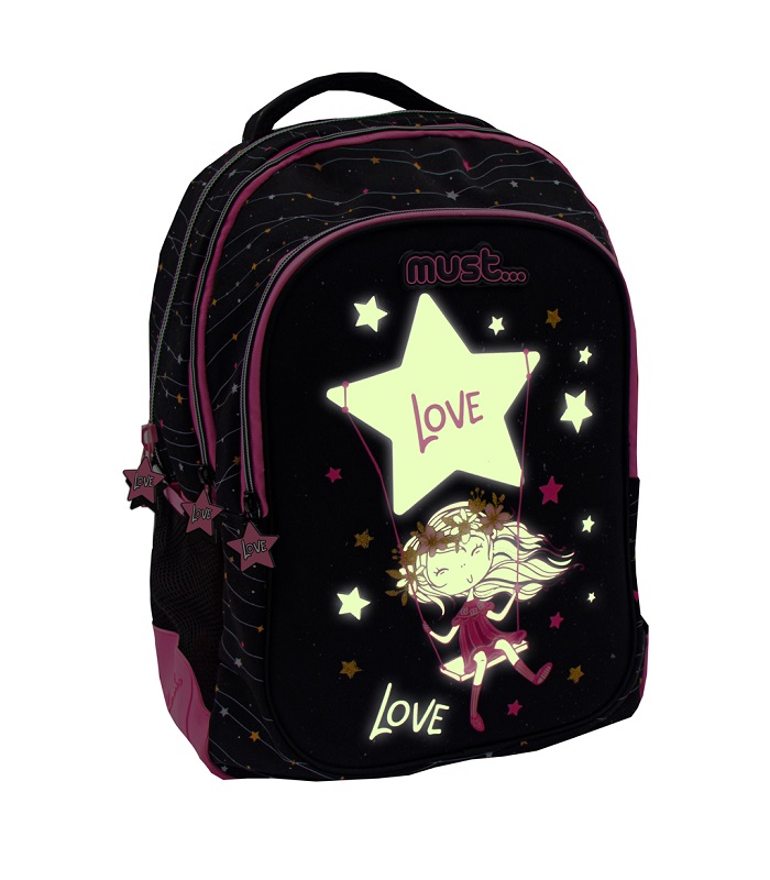 MUST BACKPACK STAR LOVE GLOW IN THE DARK 3 CASES