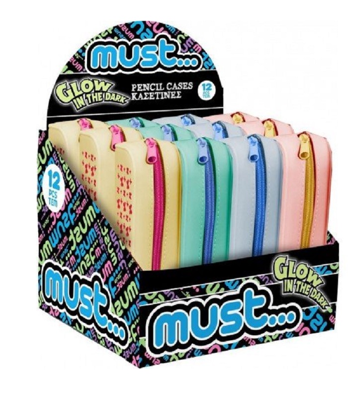 MUST SILICONE PENCIL POUCH FOCUS GLOW IN THE DARK ( 4-COLORS )