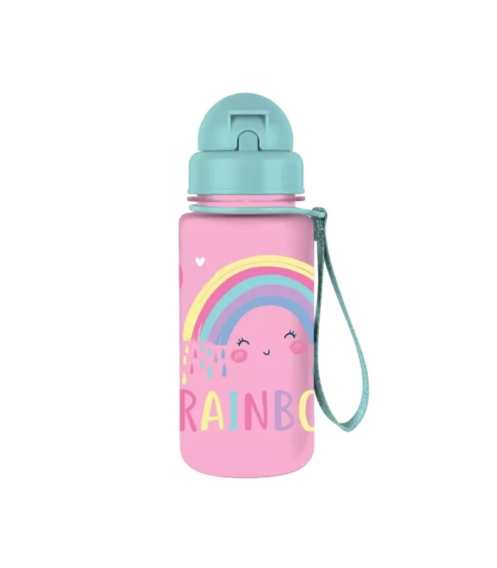 MUST WATER BOTTLE 350ML WITH STRAW 7×17,5CM 4 DESIGNS