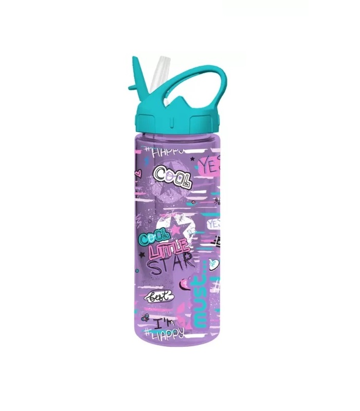 MUST WATER CANTEEN 500ML WITH STRAW 7×24.5CM 4 DESIGNS