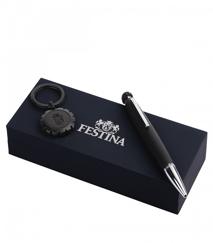 FESTINA Set Key ring Chronobike Black + Ballpoint pen Chronobike Classic Chrome