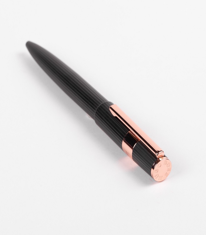 Hugo Boss Ballpoint pen Gear Pinstripe Black / Rosegold