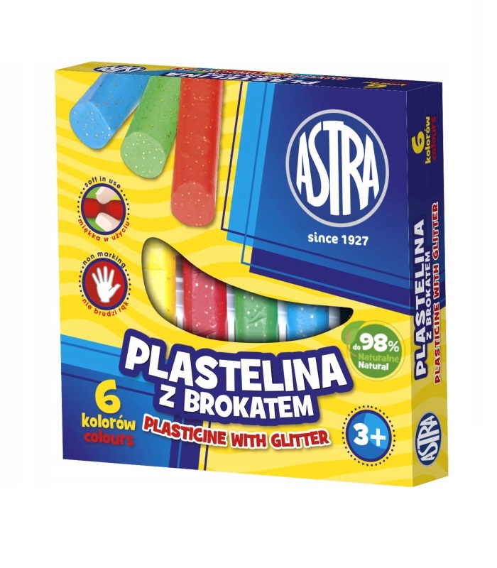 ASTRA Plasticine with glitter 6 colors
