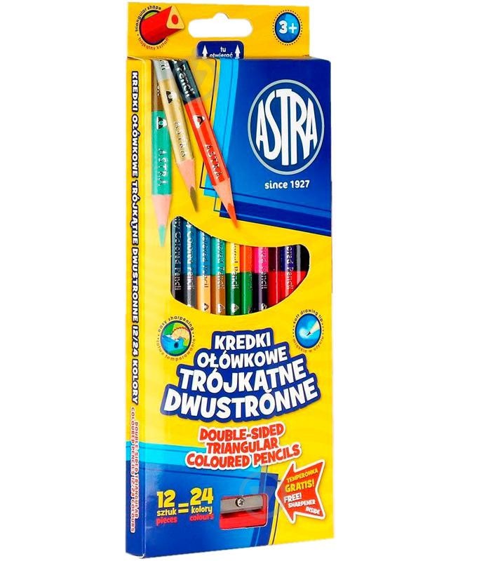 ASTRA Two-sided triangular colored pencils12=24 colors