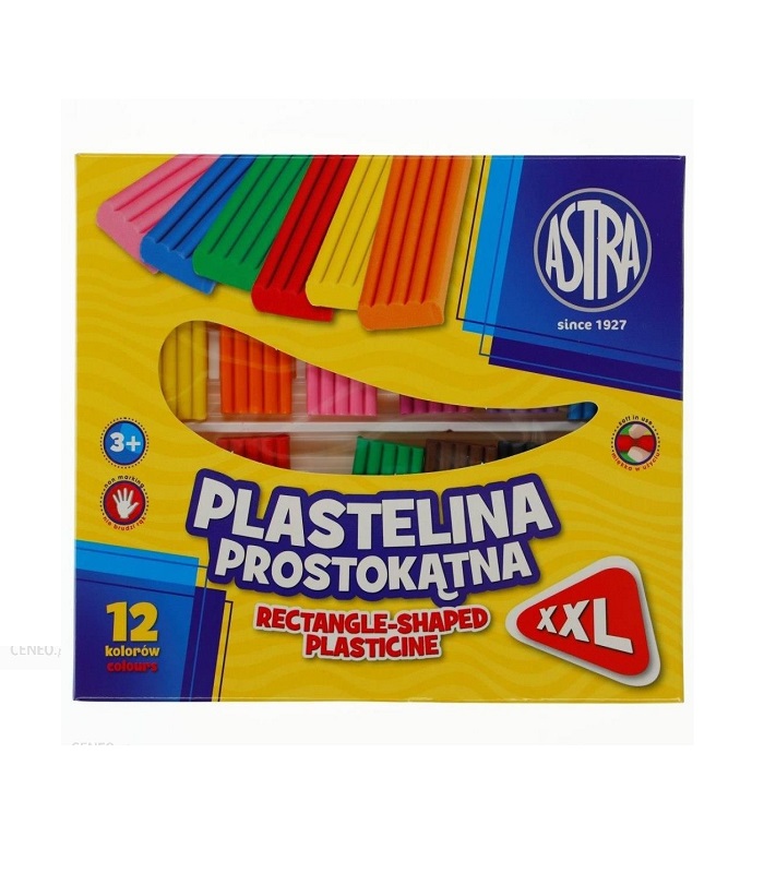 ASTRA Rectangular plasticine - 12 colors - XXL