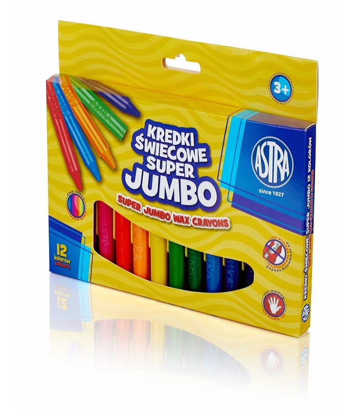 ASTRA Super jumbo triangular crayons 12 colors - 14mm/100mm
