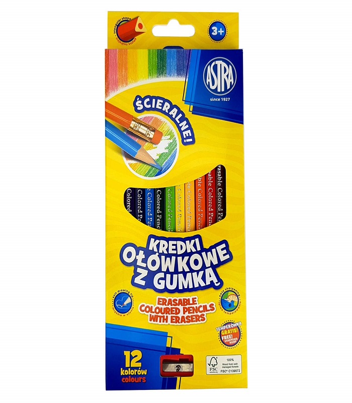 ASTRA Efficient color pencil  with an elastic band 12 colors