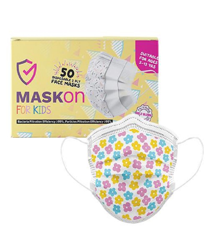 MaskOn Kids: KIDS - FLOWERS - 50 Pack