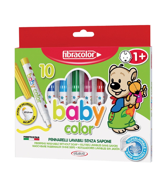ETAFELT Fibracolor Baby Color Markers Pack of 10 Colors Super washable