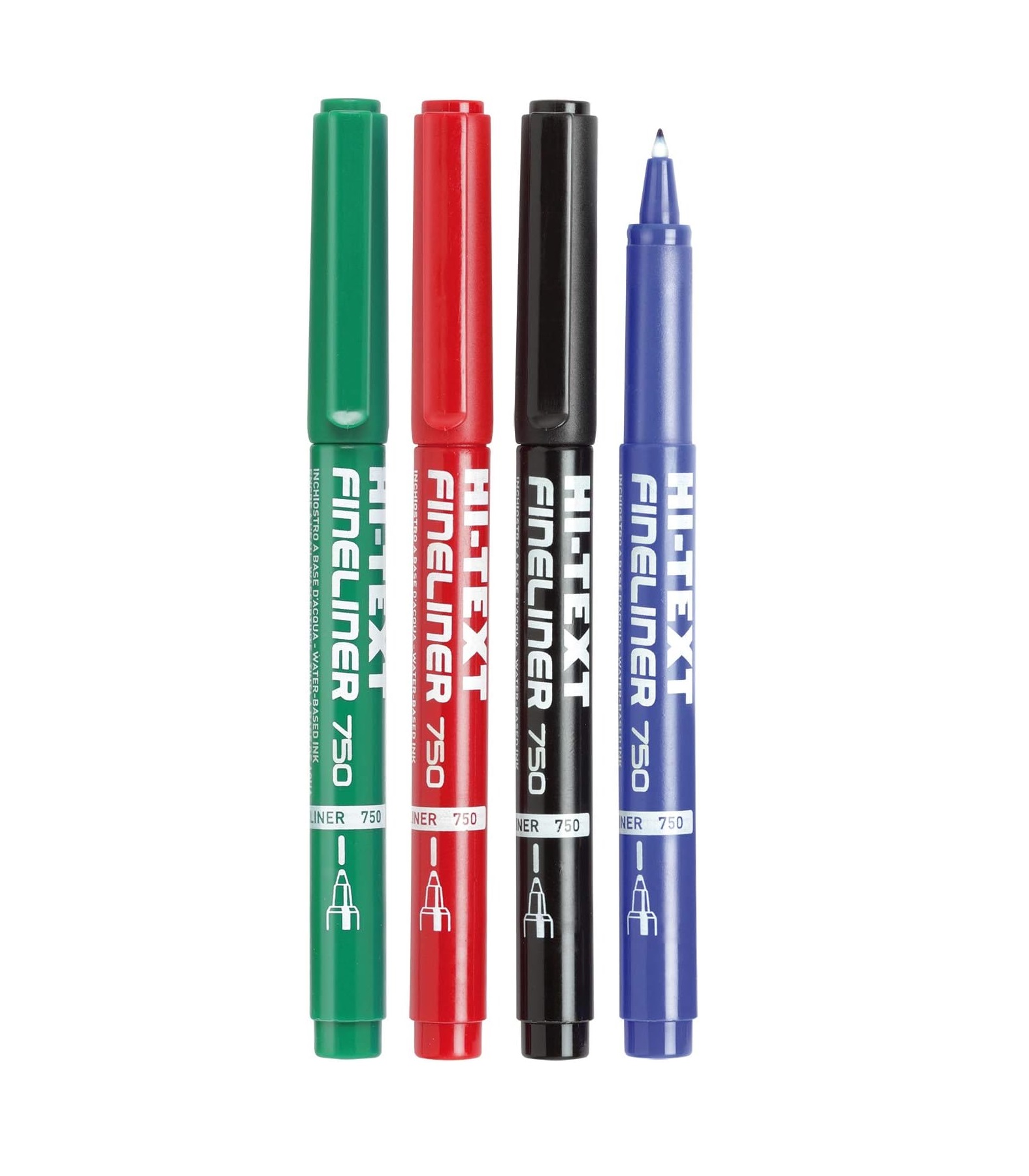 Hi-Text 750 Fine liner pack of 4 pens fine tip 1 mm