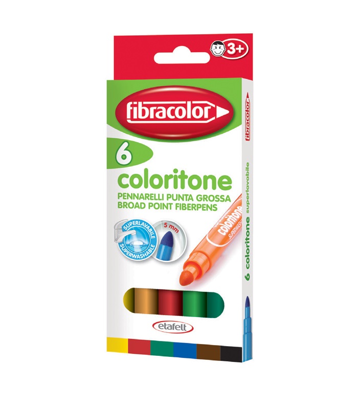 ETAFELT Fibracolor Coloritone Broad point fiber pen Pack of 6 Colors Super washable