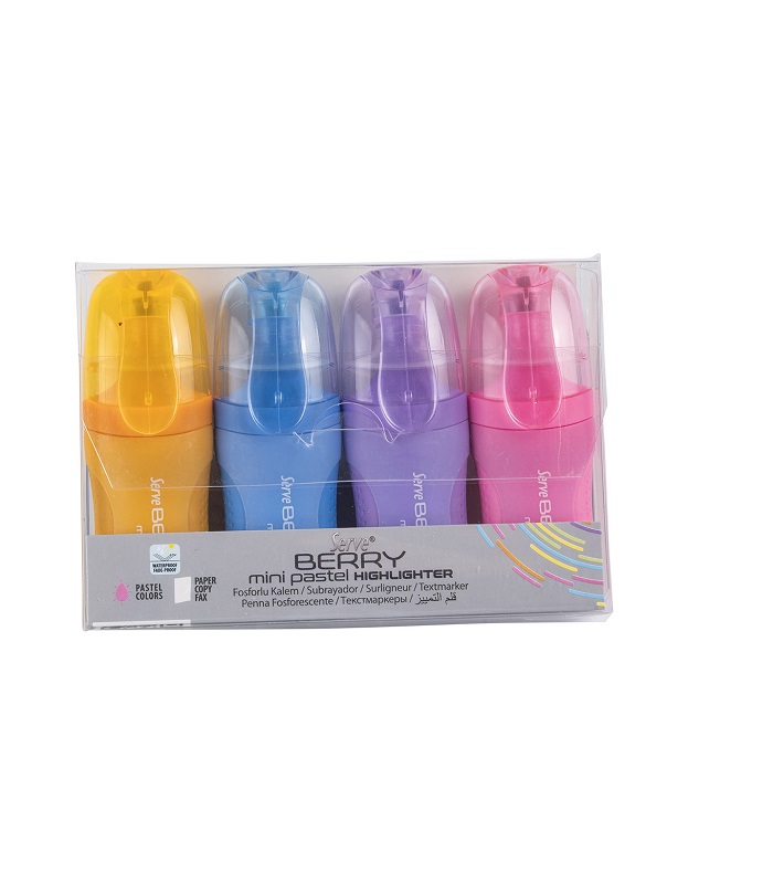 Serve Berry Mini Highlighter - Pastel Colours Pack of 4