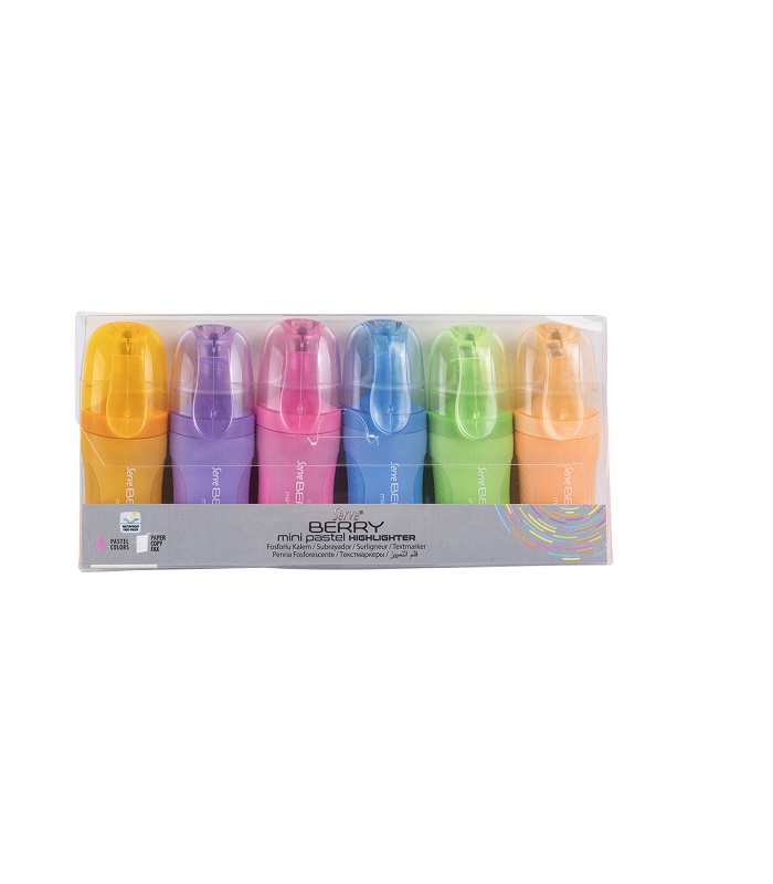 Serve Berry Mini Highlighter - Pastel Colours Pack of 6