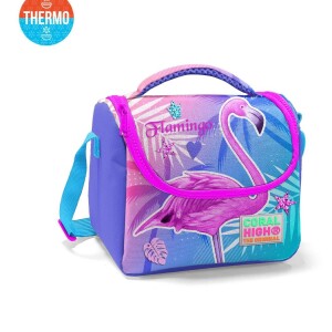 Coral High Kids Thermal Lunch Bag - Lavender Pink Flamingo Patterned