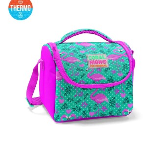Coral High Kids Thermal Lunch Bag - Water Green Pink Flamingo Patterned