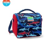 Coral High Kids Thermal Lunch Bag - Navy Blue Red Shark Pattern