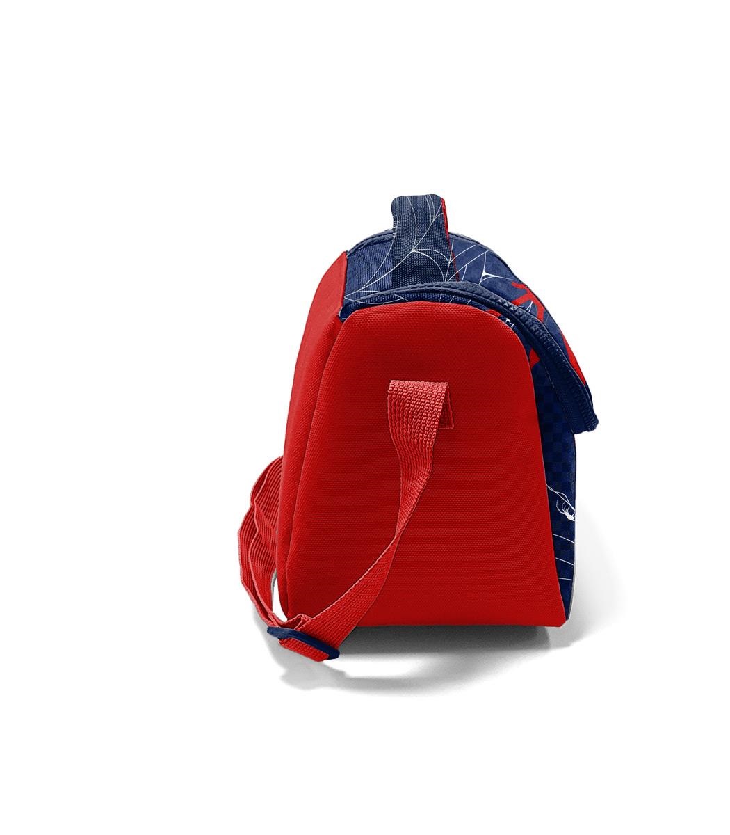 Coral High Kids Thermal Lunch Bag - Dark Blue Red Spider Patterned