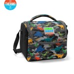 Coral High Kids Thermal Lunch Bag - Dark Gray Black Camouflage Dinosaur Patterned