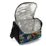 Coral High Kids Thermal Lunch Bag - Dark Gray Black Camouflage Dinosaur Patterned