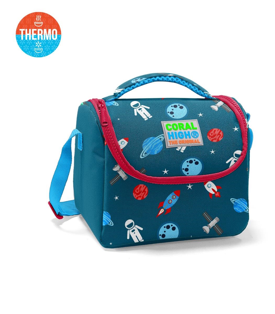 Coral High Kids Thermal Lunch Bag - Civit Red Space Patterned