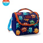 Coral High Kids Thermal Lunch Bag - Navy Blue Blue Monster Pattern