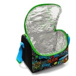 Coral High Kids Thermal Lunch Bag - Black Blue Graffiti Patterned