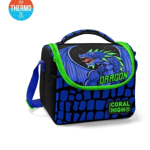Coral High Kids Thermal Lunch Bag - Black Saks Dragon Patterned