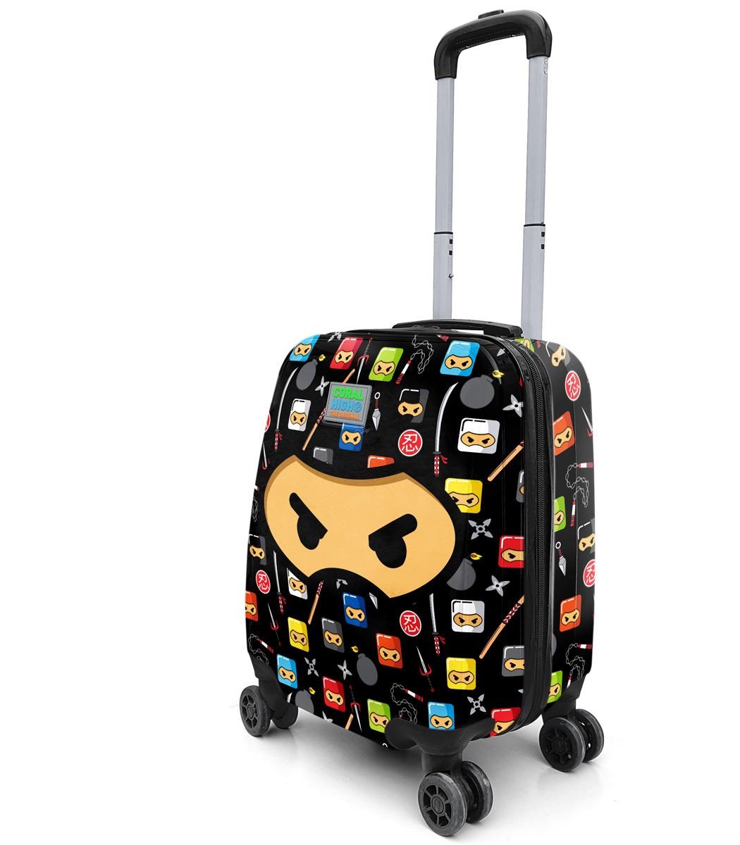 Coral High Kids Luggage suitcase - Black Ninja Patterned