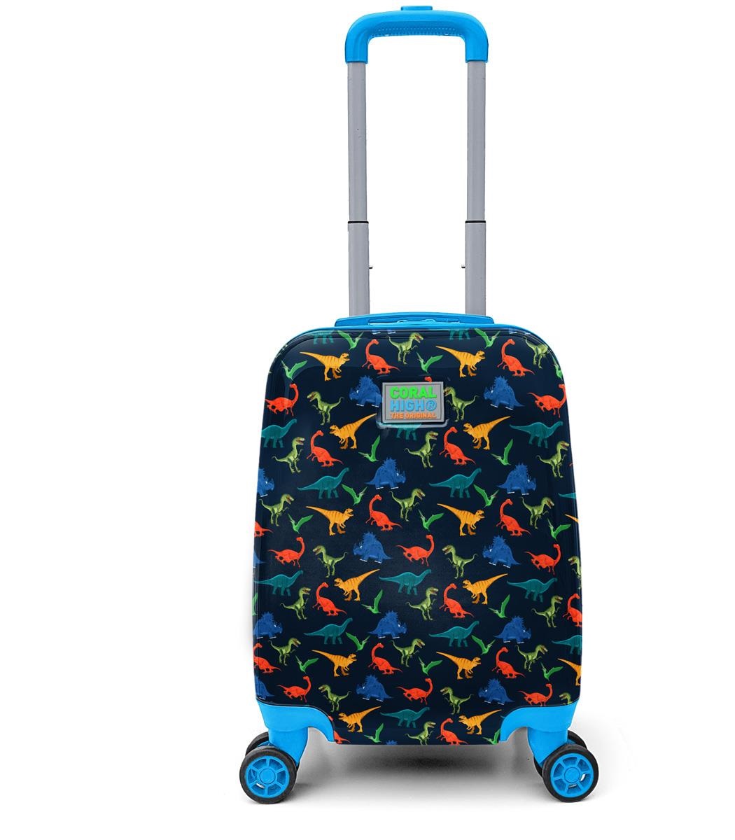 Coral High Kids Luggage suitcase - Navy Blue Blue Dinosaur