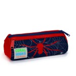 Coral High Kids Three Compartment Pencil case - Dark Blue Red Spider Patterned