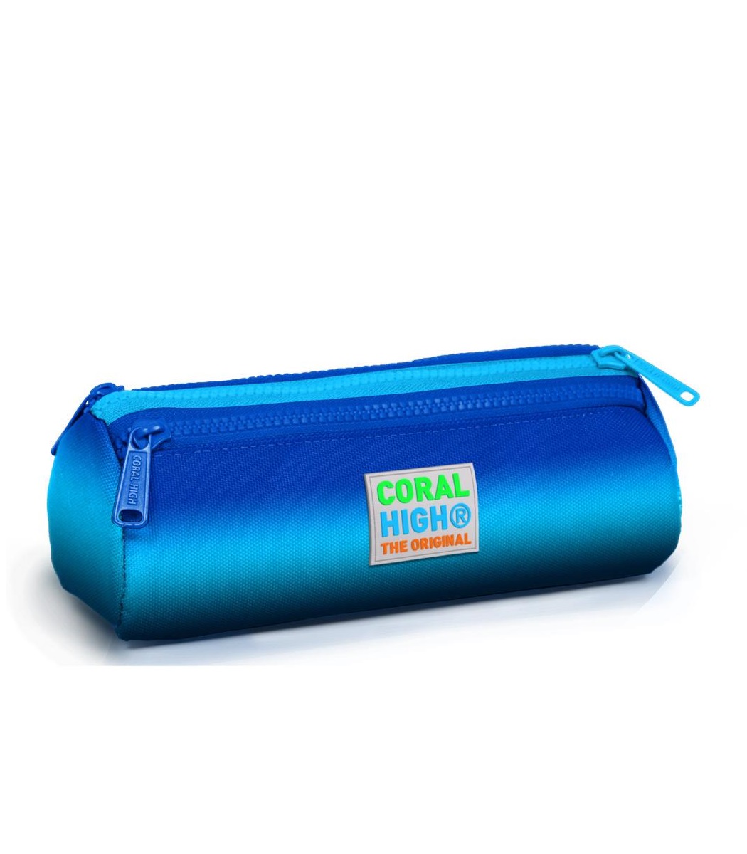 Coral High Kids Three Compartment Pencil case - Navy Blue Blue Color Transition