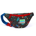 Coral High Kids Waist Bag - Dark Gray Red Space Patterned