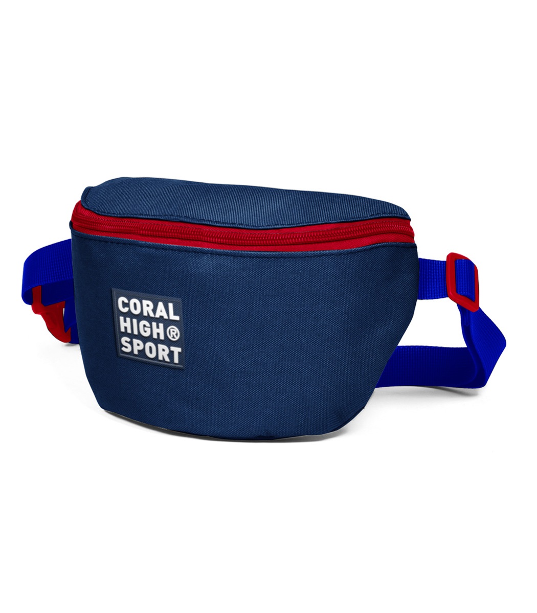 Coral High Sport Two Compartment Waist Bag - Navy Blue Red