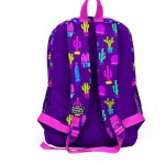 Coral High Kids Four Compartment School Backpack - Purple Pink Cactus Patterned