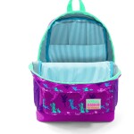 Coral High Kids Four Compartment School Backpack - Dark Pink Water Green Fairy Patterned
