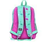 Coral High Kids Four Compartment School Backpack - Water Green Neon Pink Flamingo Pattern
