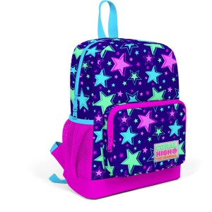 Coral High Kids Two Compartment Backpack - Saks Pink Star Patterned