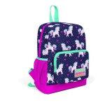 Coral High Kids Two Compartment Backpack - Navy Blue Pink Unicorn Pattern