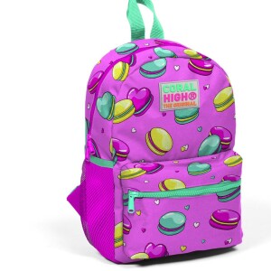 Coral High Kids Two Compartment Small Nest Backpack - Light Pink Water Green Macaron Patterned