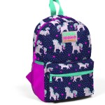 Coral High Kids Two Compartment Small Nest Backpack - Navy Blue Pink Unicorn Pattern